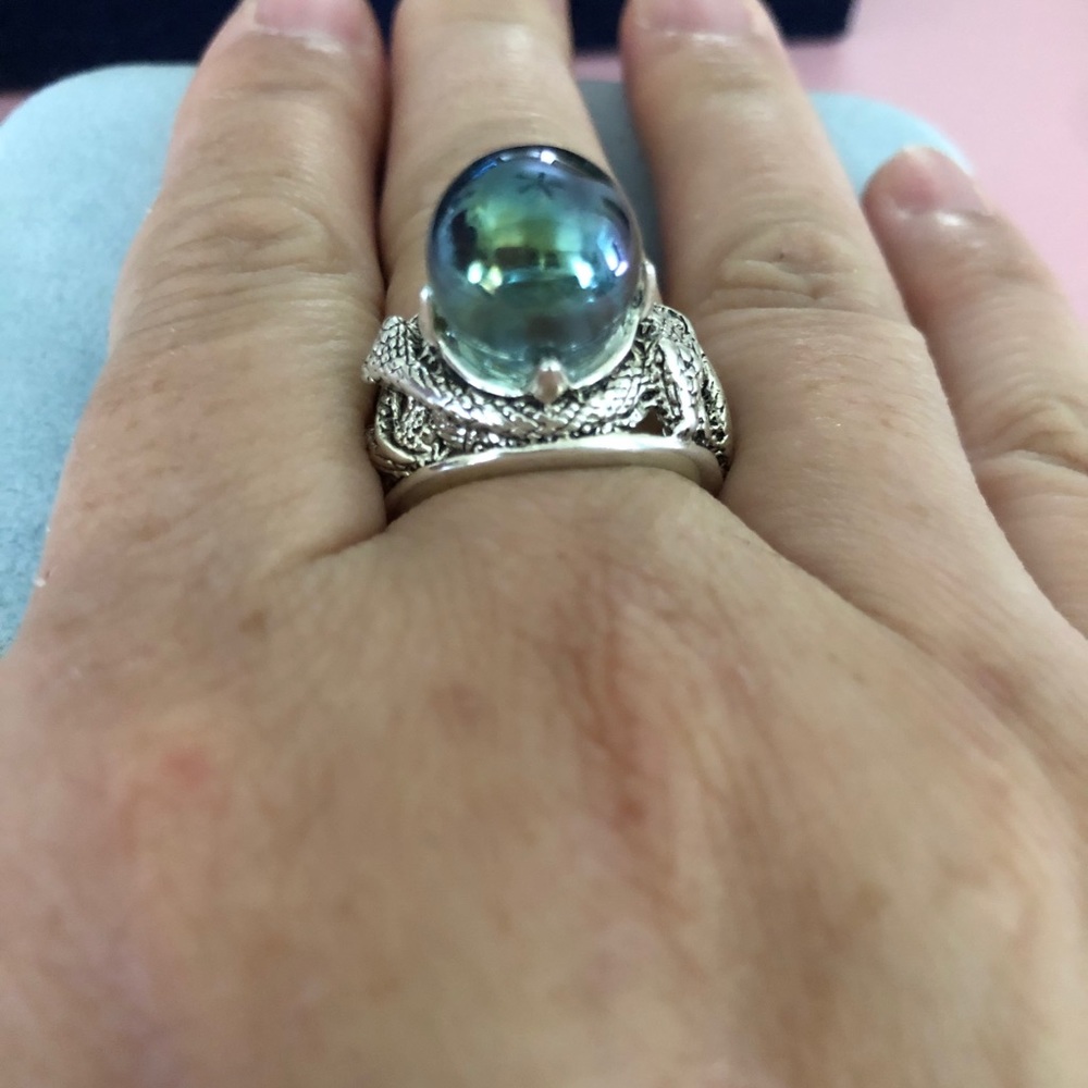 Aqua Aura Snake Ring